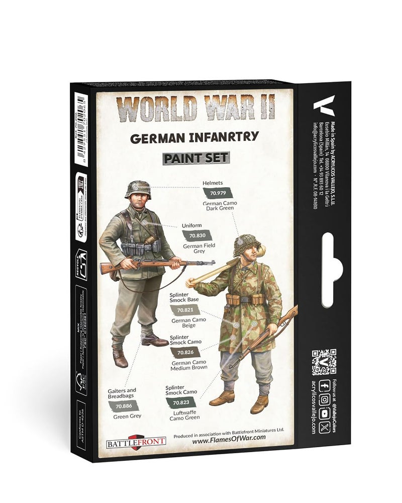 Vallejo - WWII German Infantry Model Color Paint Set | Historic Military Shades | Brush & Airbrush Compatible Acrylic Colors | Pro Modeler Collection | 6 bottles x 18 ml. (0.6 fl.oz) - Image 2
